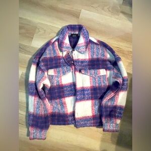 Vici Purple and Pink Plaid Cardigan